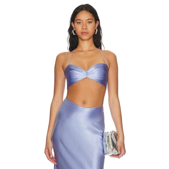 Natalie Rolt Tops - Natalie Rolt Tiffany Crop Top in Bluebell Silk